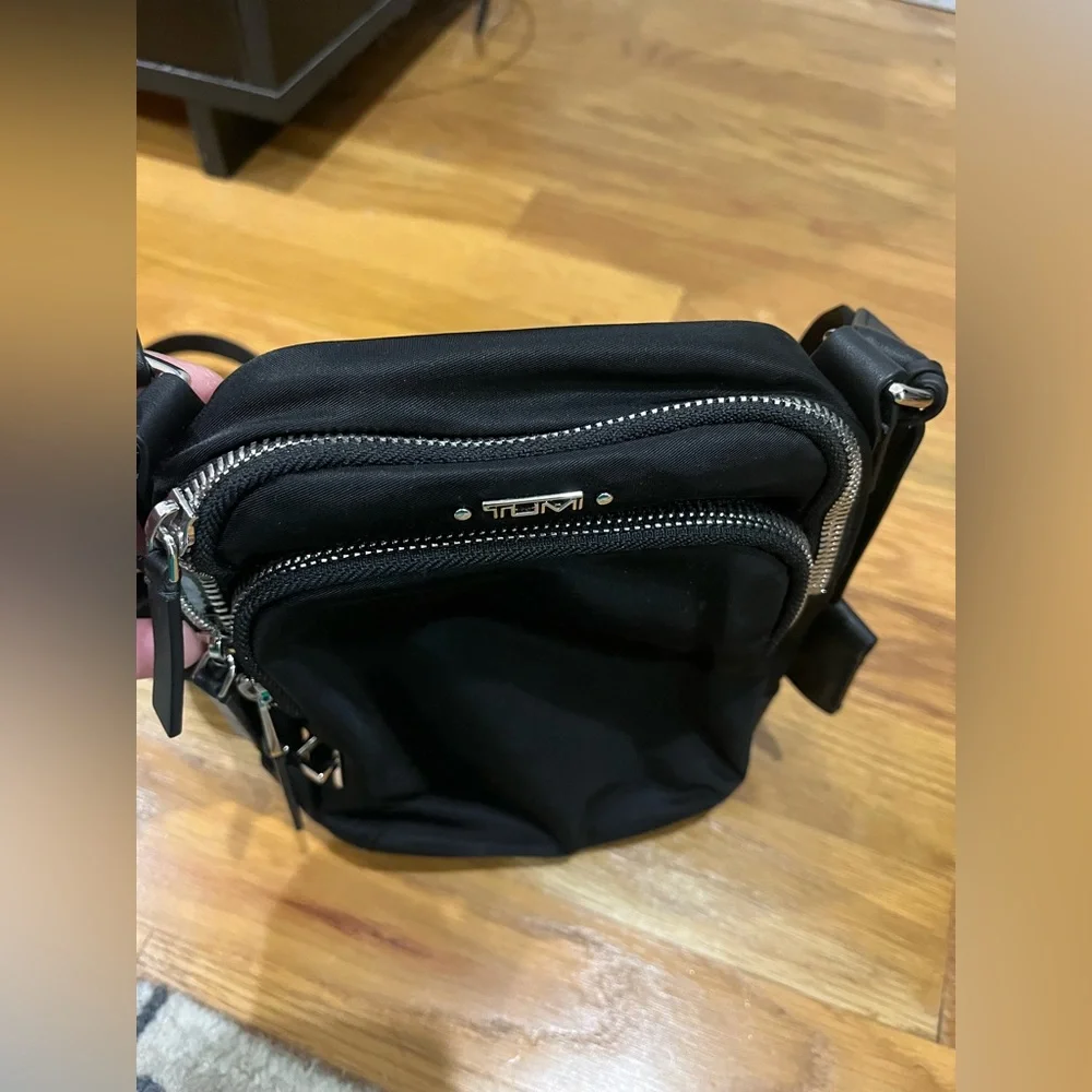 Tumi Black Crossbody Bag with Silver Hardware